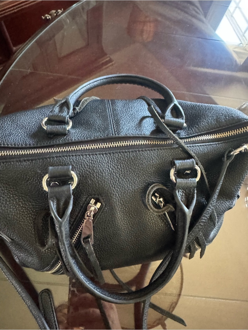 Rebecca Minkoff Black Pebbled Leather Satchel with Silver Hardware - Picture 2 of 7